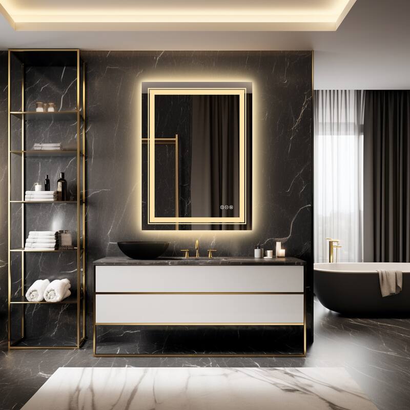 Rectangle Illuminated LED Bathroom Mirror Anti Fog Wall Mounted