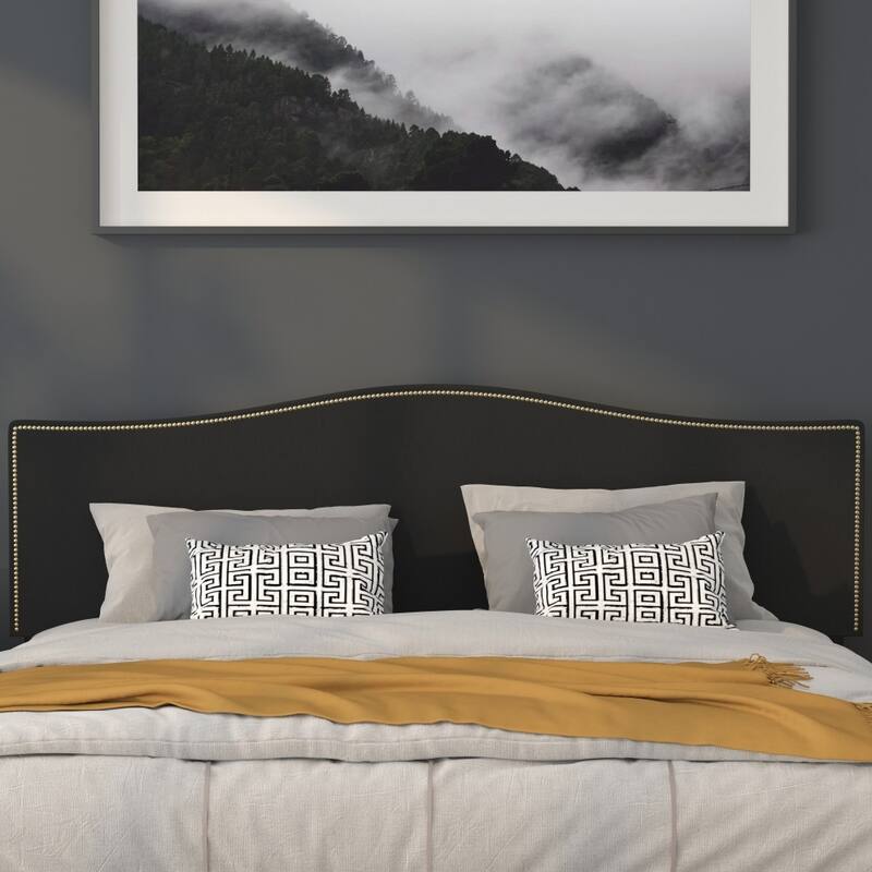 Arched Upholstered Headboard with Nailhead Trim