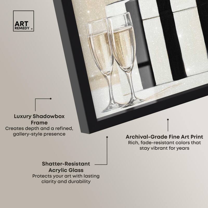 Black and White Striped Glam Shadowbox by Art Remedy