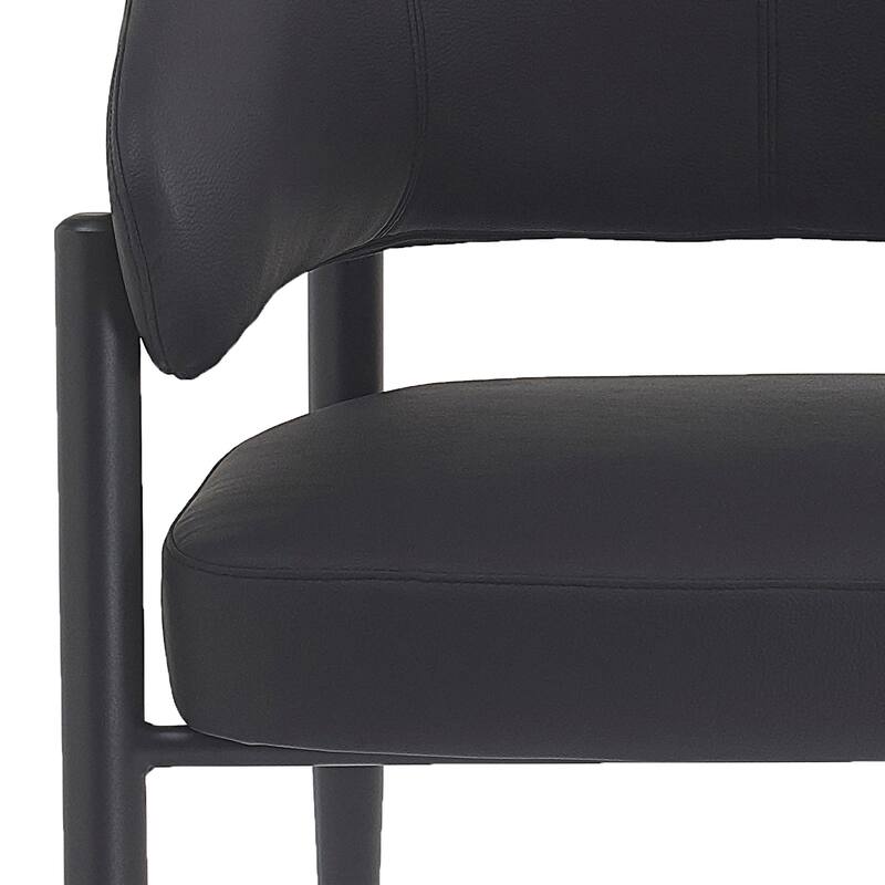 Modern Faux Leather and Metal Dining Chair, Set of 2