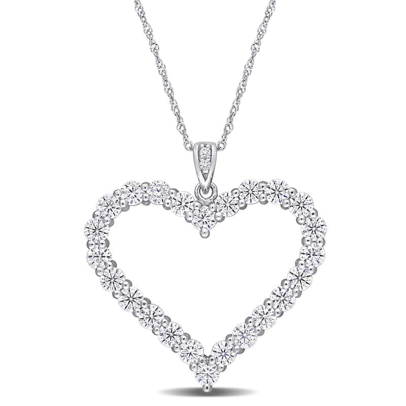 Miadora 2 2/5ct TGW Created Moissanite Heart Necklace in Sterling Silver