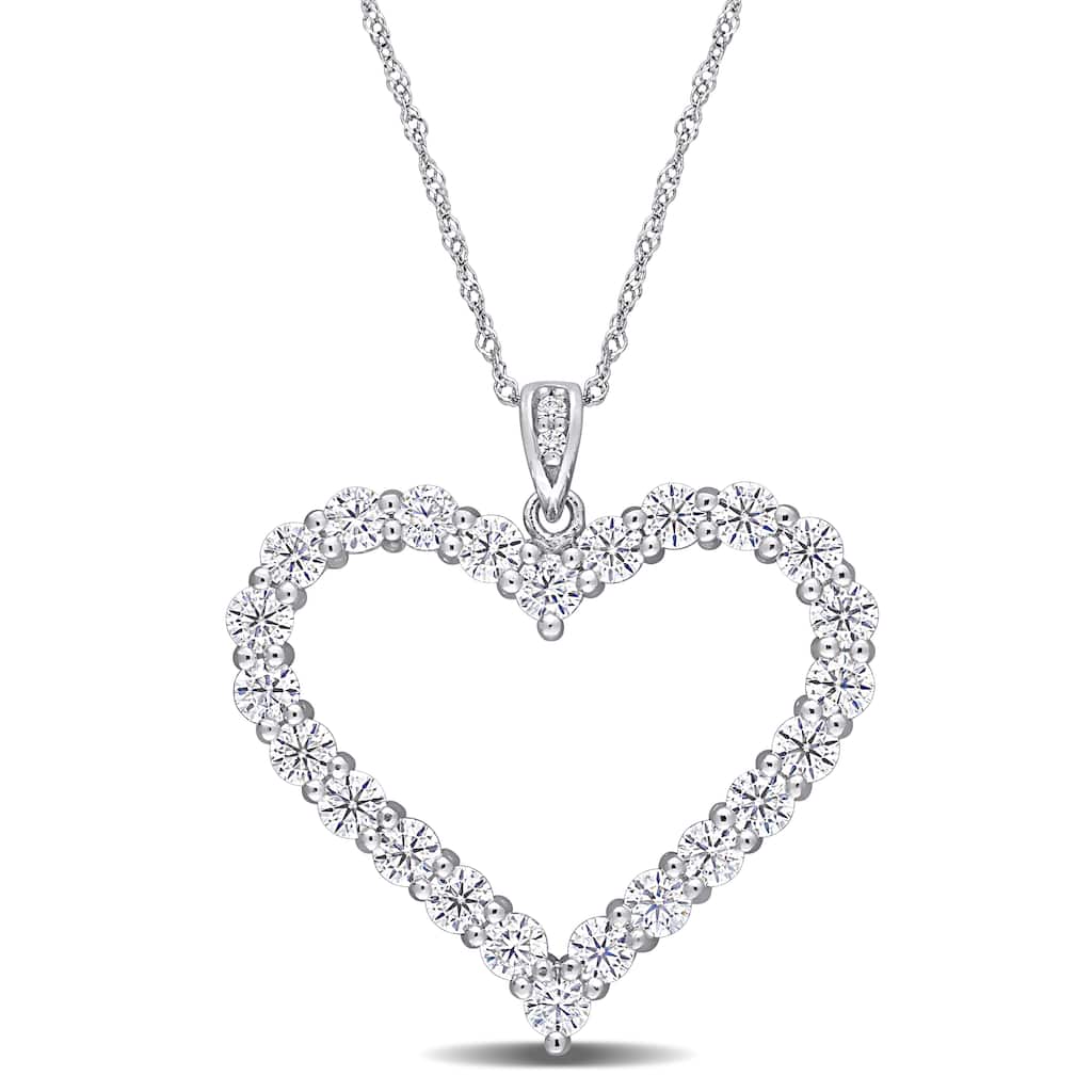 Miadora 2 2/5ct TGW Created Moissanite Heart Necklace in Sterling Silver