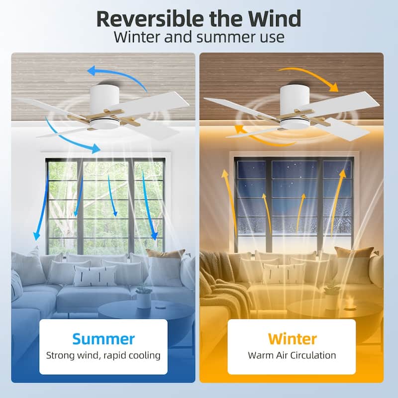 48Inch 4 Two-color Fan Blades Dc Motor Indoor Ceiling Fan With Remote