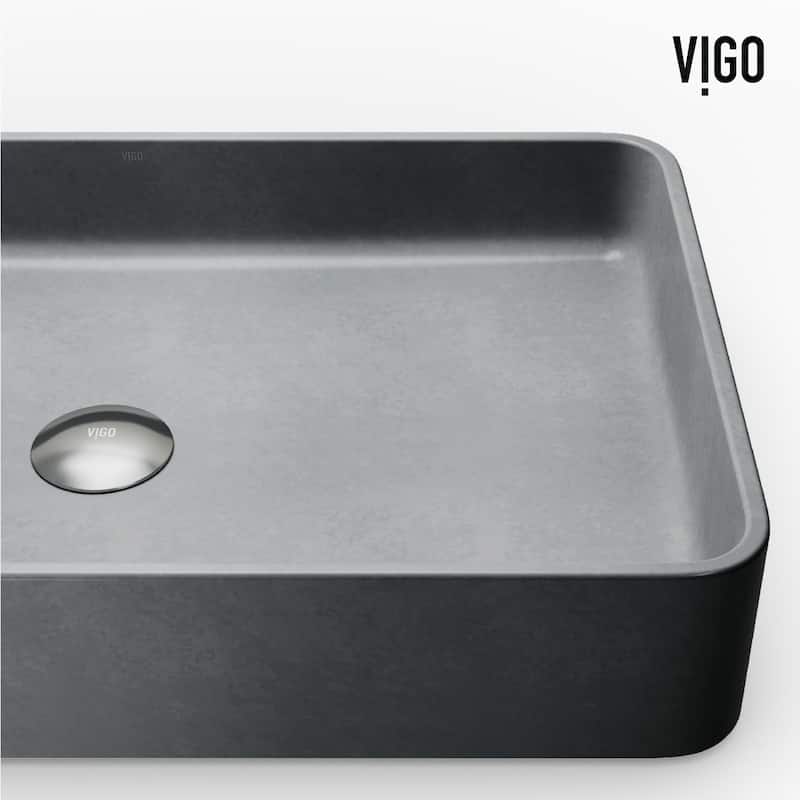 VIGO Basilica 23"L x 14"W x 4"H Concreto Stone Rectangular Bathroom Vessel Sink