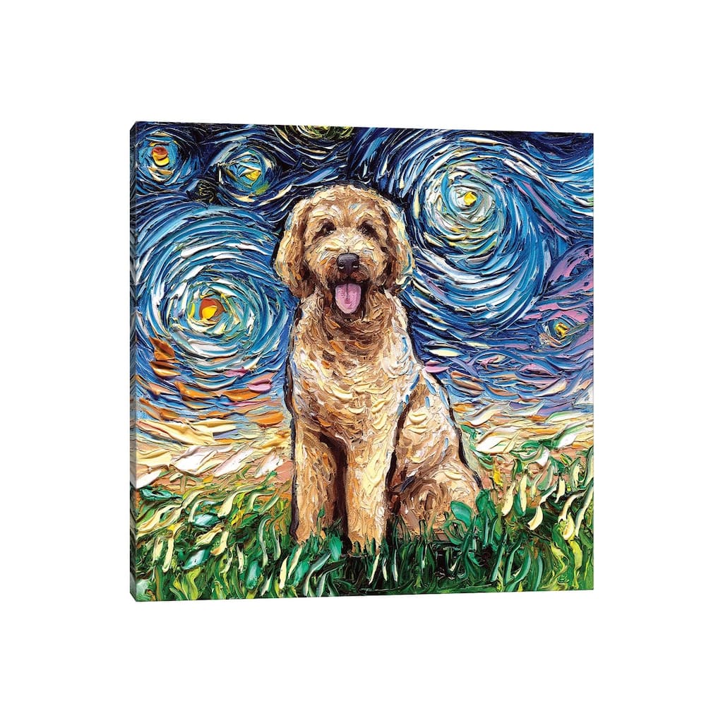 iCanvas "Goldendoodle Night" by Aja Trier Canvas Print