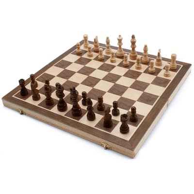GSE™ 15" x 15" Wooden Chess Game Set - Folding Chess Board Set with Chess Pieces & Storage Box