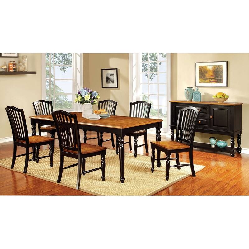 Dining Table Set in Black and Antique Oak Finish