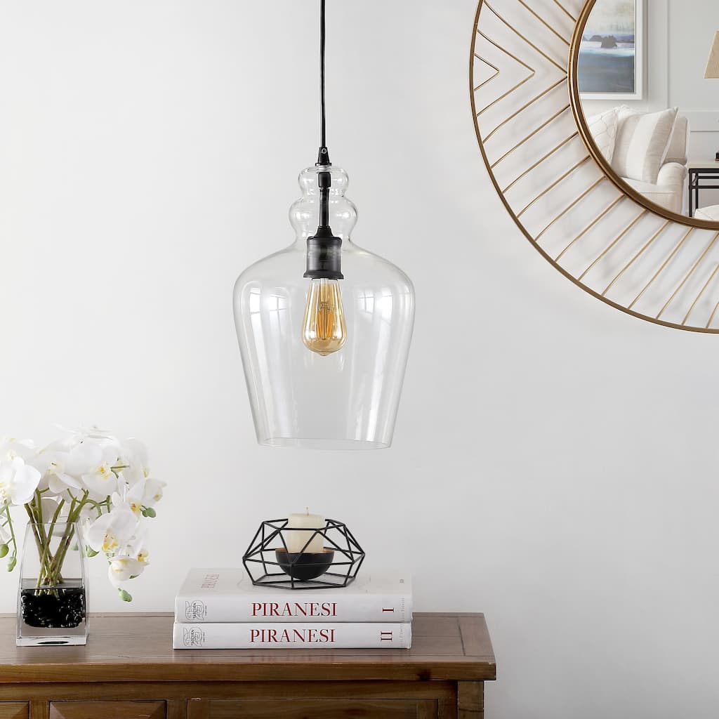 SAFAVIEH Lighting Reka Glass Led Adjustable Pendant - 9" W x 9" L x 17-89" H - 9Wx9Dx89H