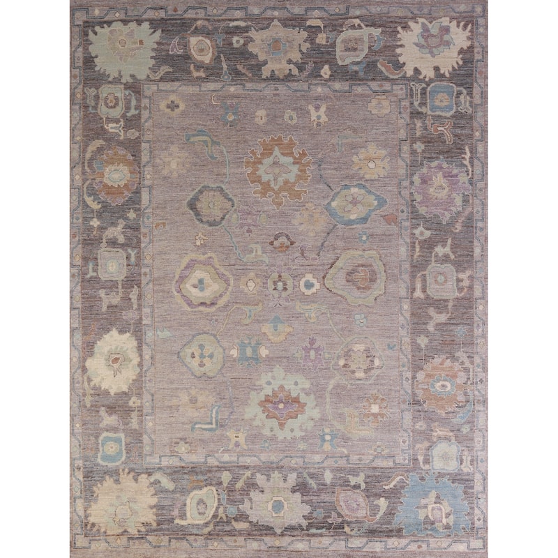 Grey Oushak Turkish Area Rug Handmade Vegetable Dye Wool Carpet - 8'1" x 9'9"