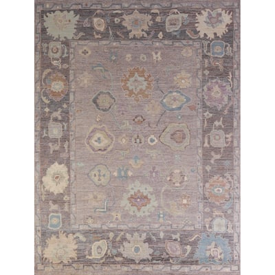 Grey Oushak Turkish Area Rug Handmade Vegetable Dye Wool Carpet - 8'1" x 9'9"