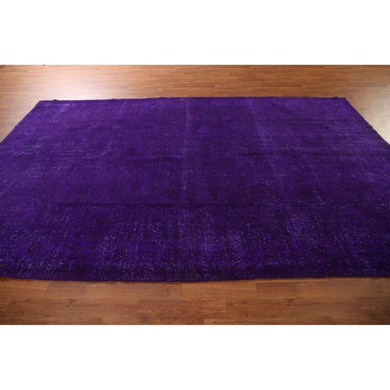Purple Over-Dyed Anatolian Turkish Vintage Rug Handmade Wool Carpet - 6'10"x 10'7"