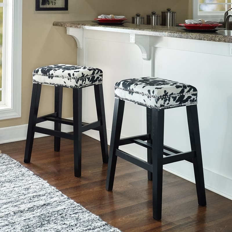 Ian Black Cow Print Bar Stool