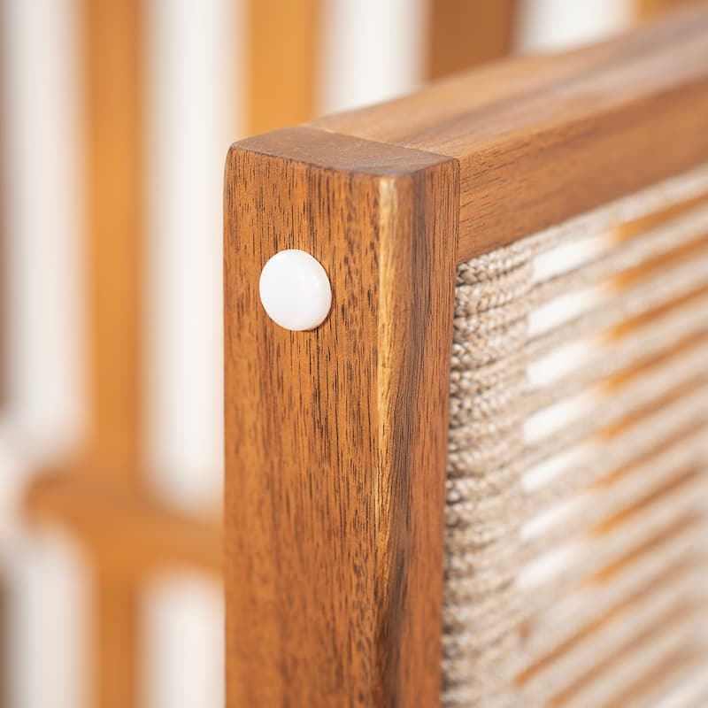 Christopher Knight Home - Valmont Modern Outdoor Acacia Wood Dining Arm Chair with Rope Back & Washable Cushion, Set of 2