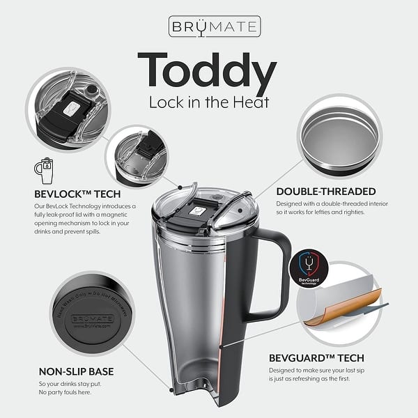 BrMate Toddy Insulated Coffee Mug with Handle & Lid - 32 oz. (Matte Black)  - Bed Bath & Beyond - 37343440
