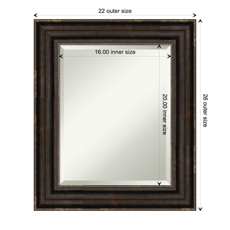 Beveled Bathroom Wall Mirror - Stately Bronze Frame - Stately Bronze - 22 x 26 in