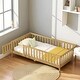 preview thumbnail 23 of 33, Twin Size Floor Bed with Fence and Door, Rubber Wood Frame with Safety Guardrails