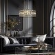 preview thumbnail 2 of 13, Aulia Modern 3-Light Black Crystal Drum Chandelier for Living Dining Room