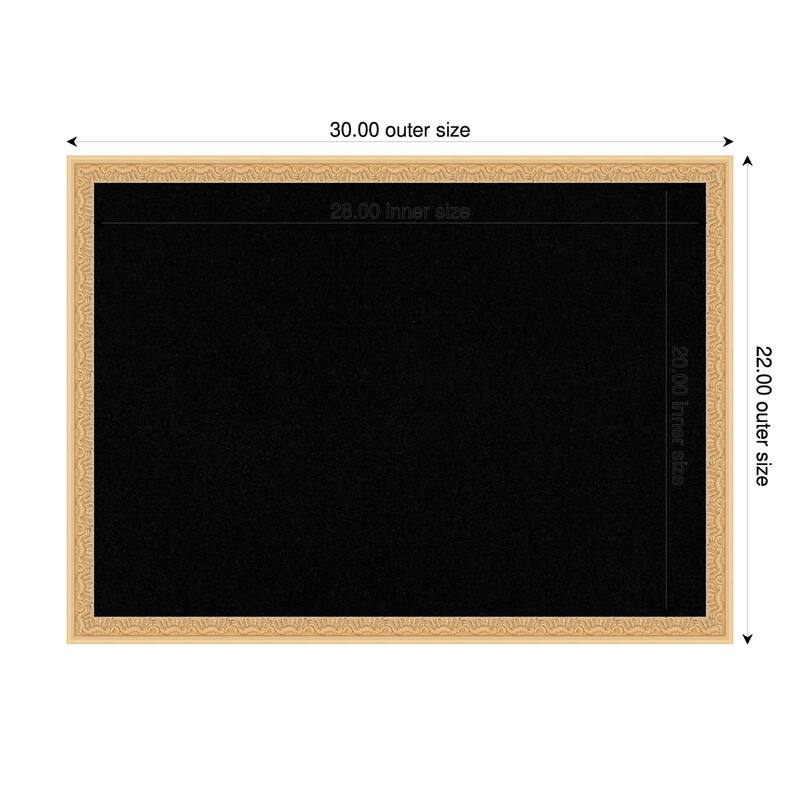 Bethany Gold Wood Framed Cork Board - Bulletin Board, Organization Board, Pin Board - Black - 30 x 22 in