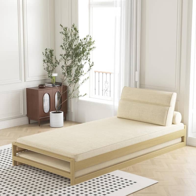 Convertible sofa bed comfortable stackable sofa bed, cotton-linen fabric - for living room bedroom (yellow)
