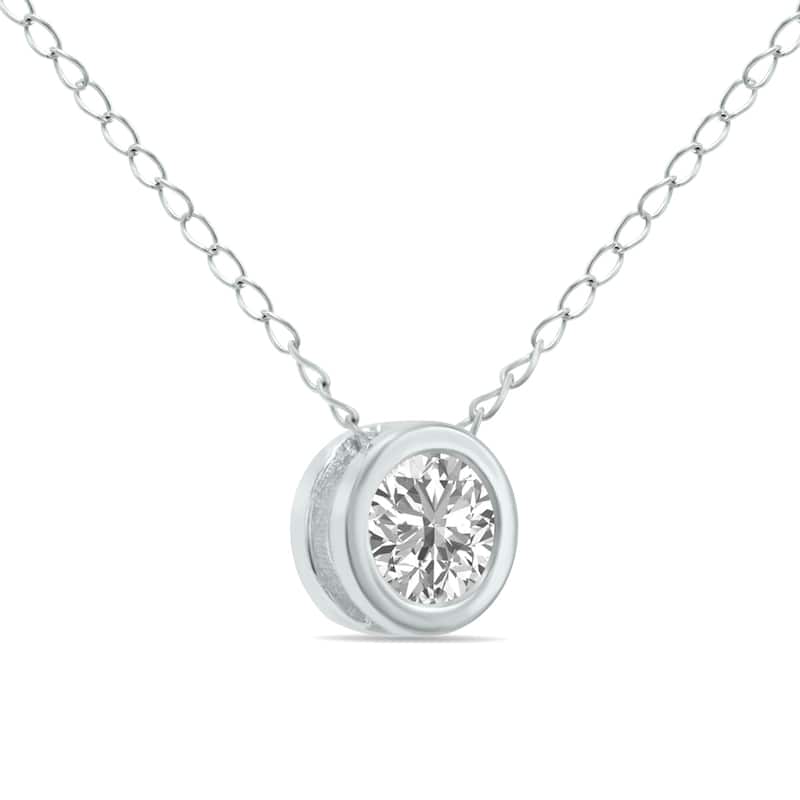 Marquee 1/4 Carat Lab Grown Diamond Bezel Pendant in 14K White Gold