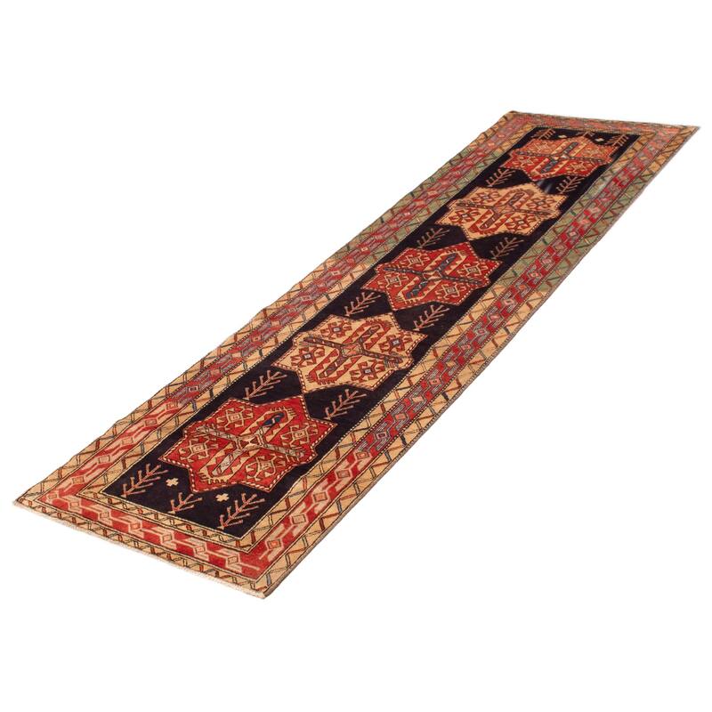 ECARPETGALLERY Hand-knotted Konya Anatolian Navy Wool Rug - 3'7 x 11'10