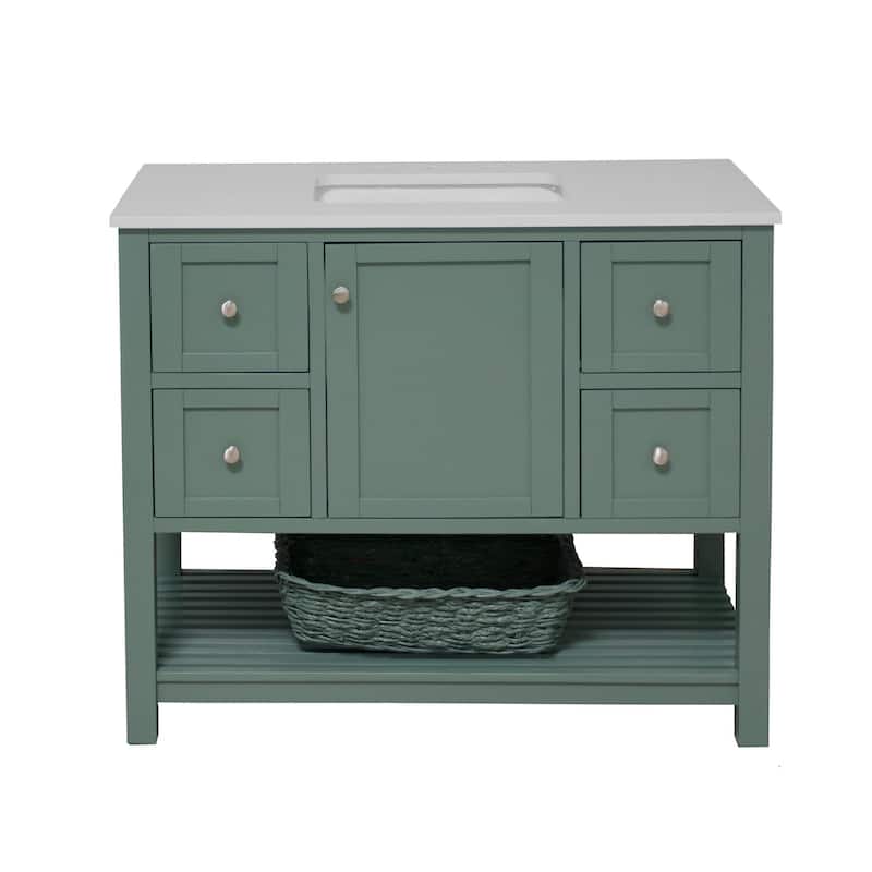 KitchenBathCollection Lakeshore 42" Bathroom Vanity with Engineered White Top