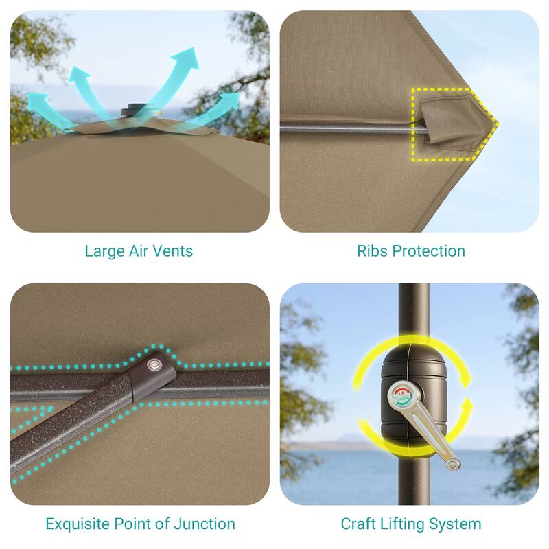 Bonosuki 9ft Patio Umbrella Market Table Umbrella with Tilt and Crank