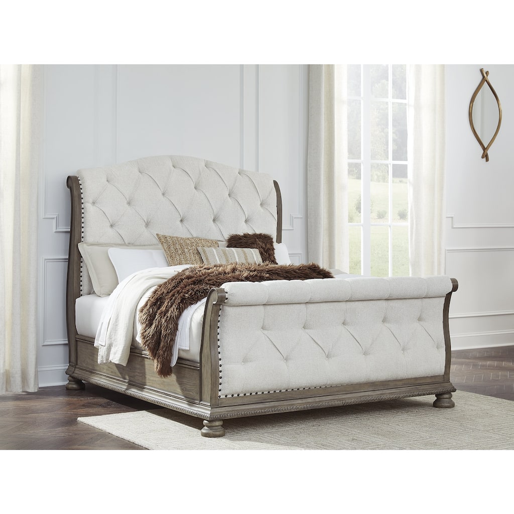 Signature Design by Ashley Ardenfield Brown/Beige Queen Upholstered Sleigh Bed