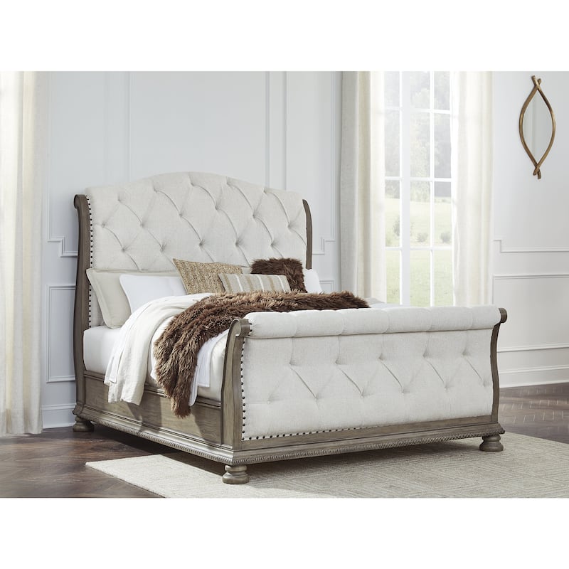 Signature Design by Ashley Ardenfield Brown/Beige Queen Upholstered Sleigh Bed