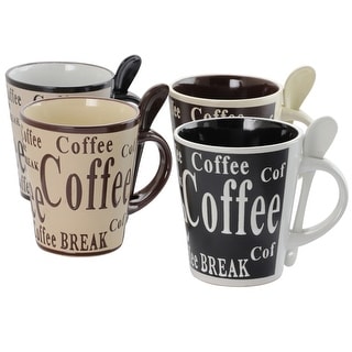 Mr. Coffee Dolce Cafe 8 Piece Ceramic Cup and Spoon Set
