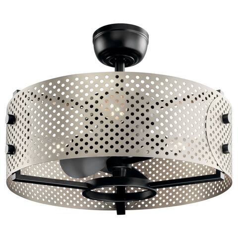 Kichler Eyrie 13 inch Fandelier with a Brushed Nickel Cage and Black Accents