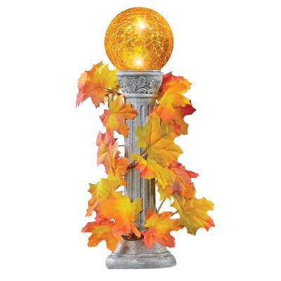 Autumn Leaves Solar Powered Gazing Ball - 4.37 x 15.63 x 4.37