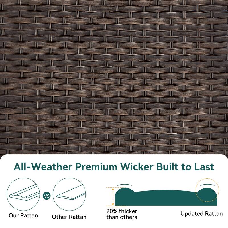 Pocassy Outdoor Sofa Swivel Chair and Ottman with 30in Fire Pit Table