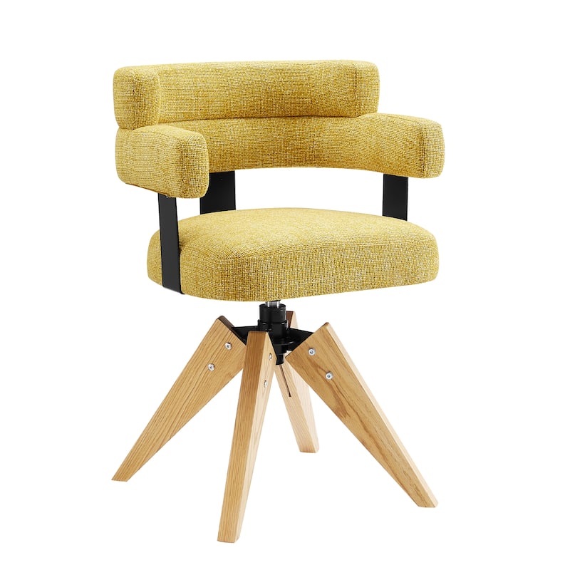 Art Leon Modern Wood and Upholstered Swivel Chair