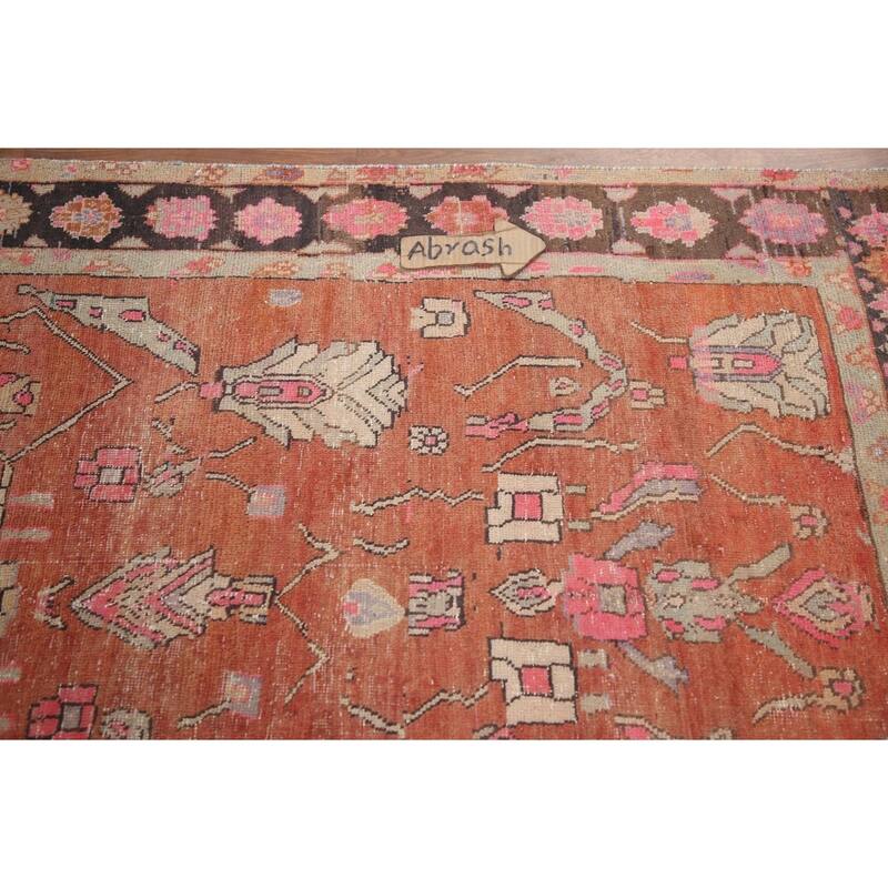 Hand Knotted Oriental 100% Wool Carpet Traditional All-Over Oranges & Rust Tabriz Runner Rug - 9' 7'' X 4' 2''
