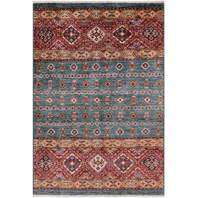 Golden Nile Green Khorjin Persian Gabbeh Handmade Wool Rug - 2' 9" X 4' 0"