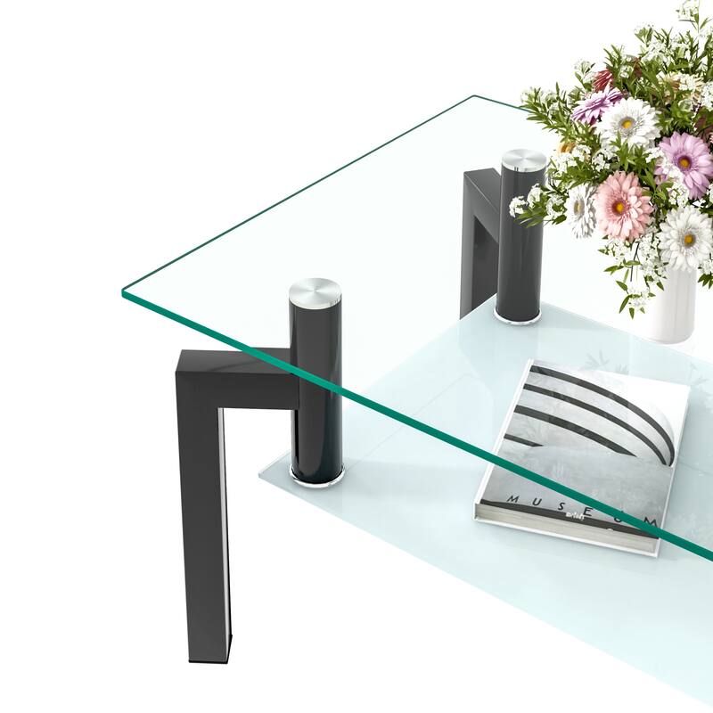 Rectangle Glass Clear Coffee Table Side Table