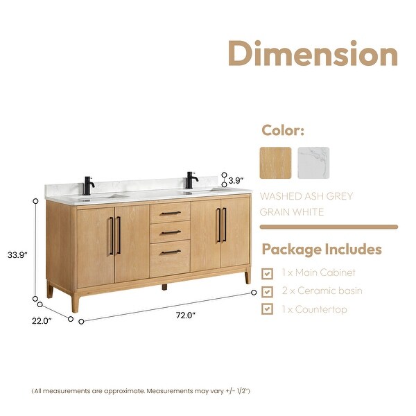 Gara Double Bath Vanity with Composite Stone Top without