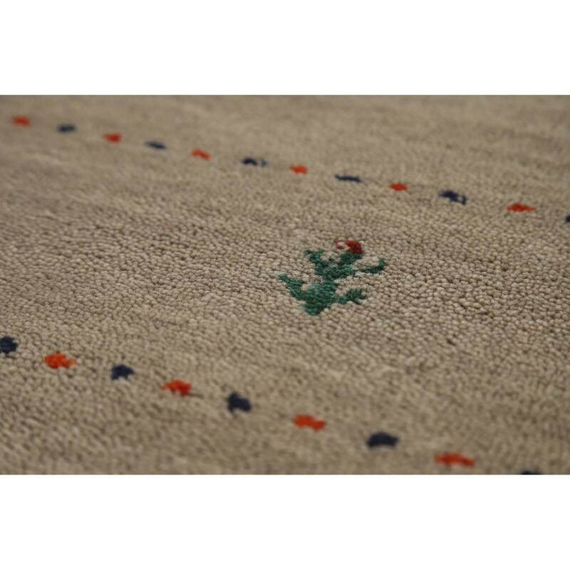 Hand Knotted Oriental 100% Wool Carpet Tribal Tribal Green Gabbeh Area Rug - 6' 6'' X 4' 7''