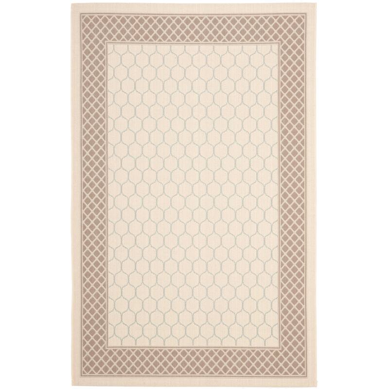 SAFAVIEH Courtyard Tanya Indoor/ Outdoor Waterproof Patio Backyard Rug - Beige/Dark Beige - 5'3" x 7'7"