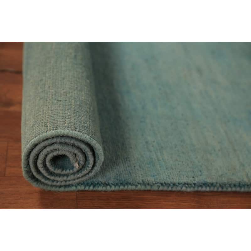 Aqua Blue Gabbeh Modern Rug Handmade Accent Wool Carpet - 2'8" x 4'1"