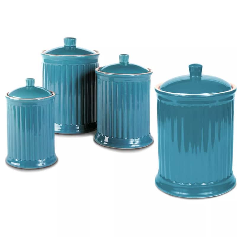 Omniware Simsbury 4 Piece Canister Set - 7" D x 12" H - Turquoise