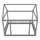 preview thumbnail 32 of 52, House Floor Bed with House Roof Frame and Safety Guardrails, Twin/Full Size Wooden Floor Montessori Bed House Bed for Kids