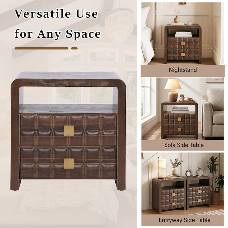 Christopher Knight Home - Walden Modern Wood Nightstand with Storage and Open Shelf