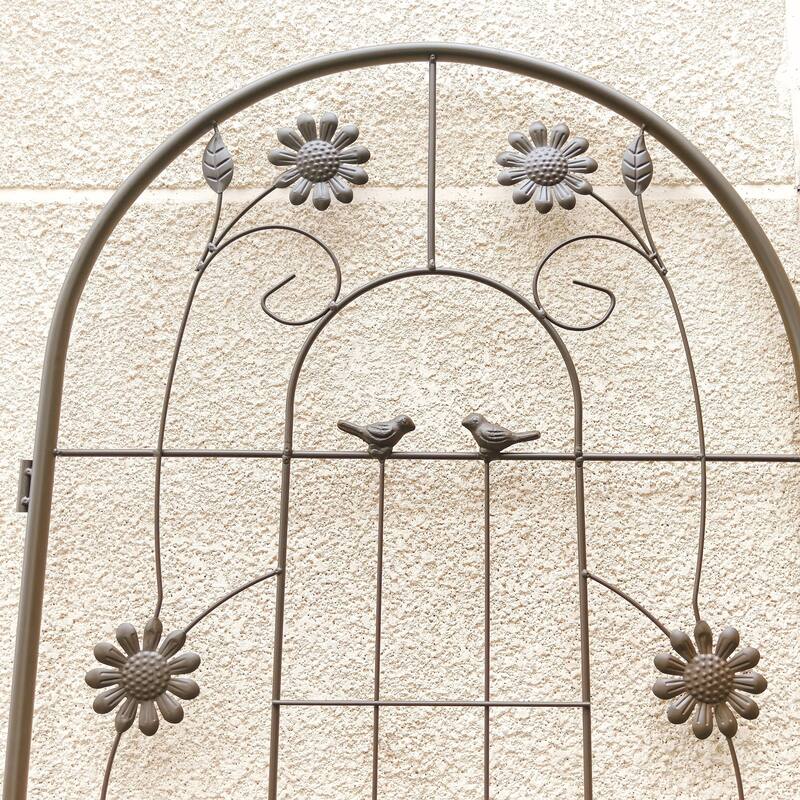 2 Pack Metal Garden Trellis 71" x 19.7" Rustproof Trellis for Climbing Plants Outdoor Flower Support Brown