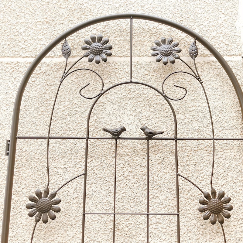 2 Pack Metal Garden Trellis Rustproof Trellis for Climbing Plants Outdoor Flower Support Brown