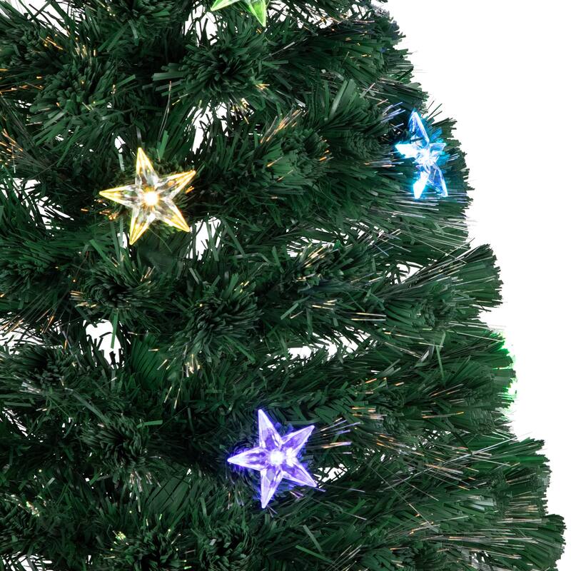 Pre-Lit Color Changing Fiber Optic Artificial Christmas Tree with LED Stars - 3' - Multicolor Lights - 3 Foot