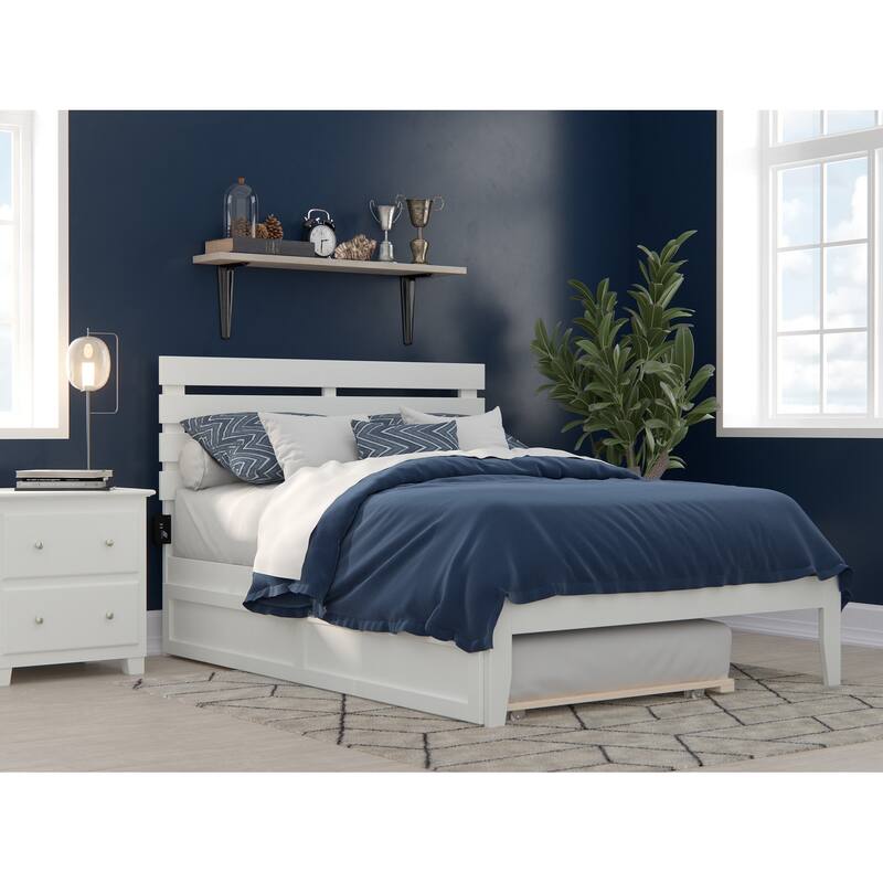 Oxford Bed with USB Turbo Charger and Twin Trundle - White - Full