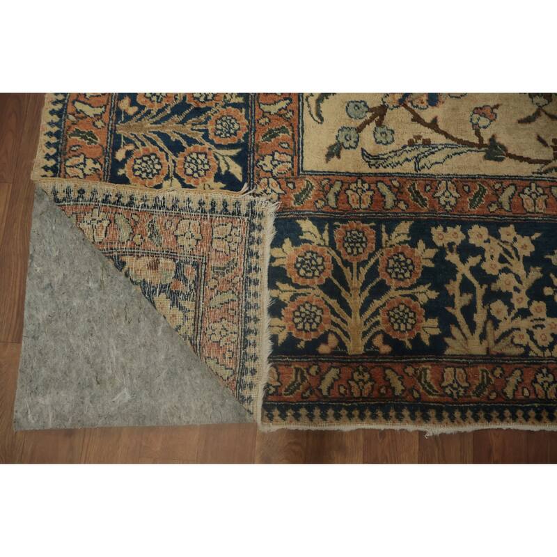 Hand Knotted Oriental 100% Wool Carpet Traditional Floral Beige & Ivories Tabriz (100% Vegetable Dye) Area Rug