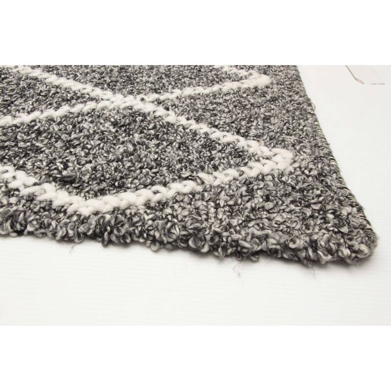 ECARPETGALLERY Braid weave Sienna Black Wool Rug - 4'11 x 8'8